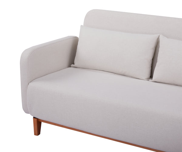 Vada Beige Fabric Click Clack Sofa Bed, 2 Seater