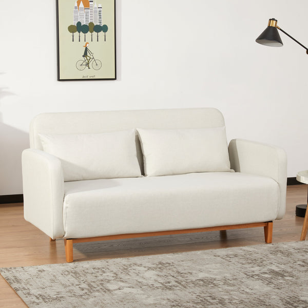 Vada Beige Fabric Click Clack Sofa Bed, 2 Seater