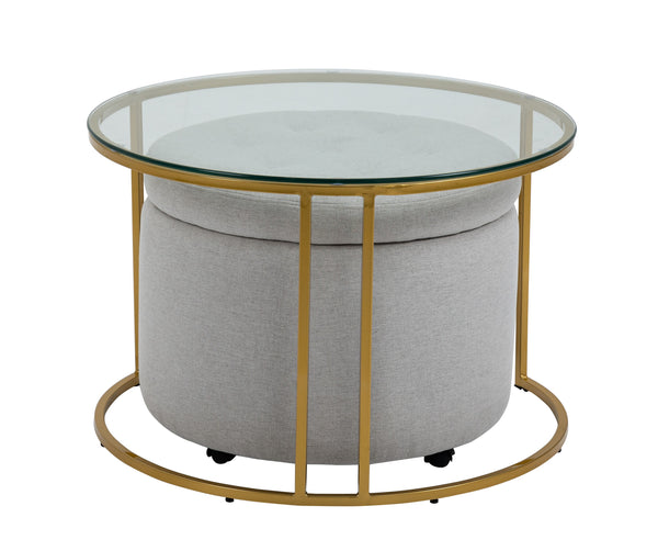 Mikaela Ottoman with Gold Coffee Table