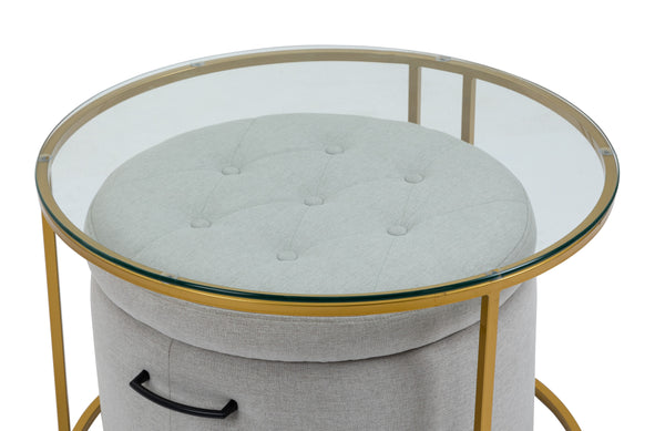 Mikaela Ottoman with Gold Coffee Table