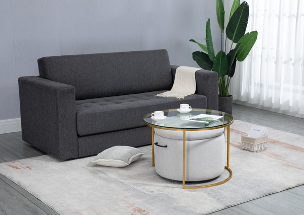 Mikaela Ottoman with Gold Coffee Table