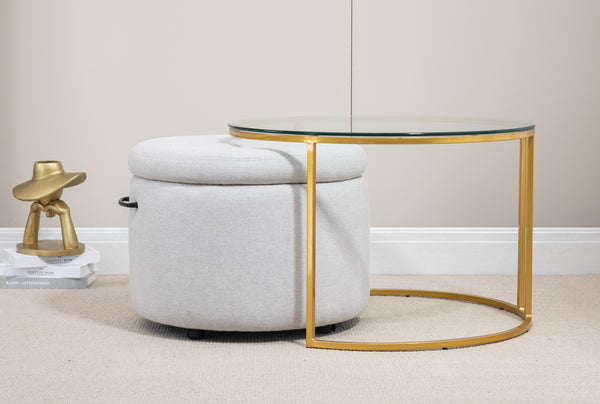 Mikaela Ottoman with Gold Coffee Table