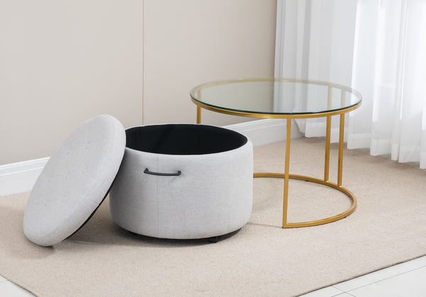 Mikaela Ottoman with Gold Coffee Table