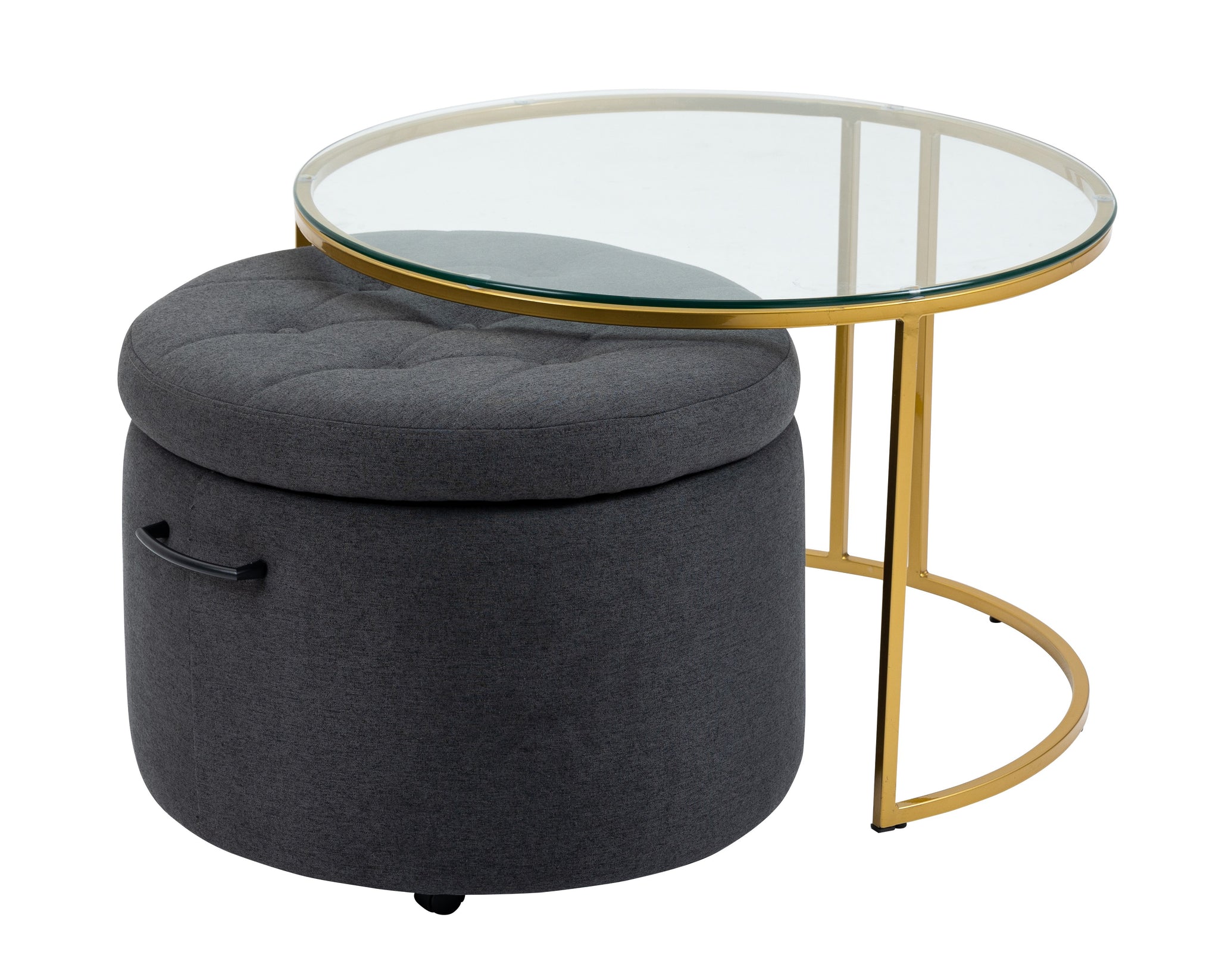 Mikaela Ottoman with Gold Coffee Table