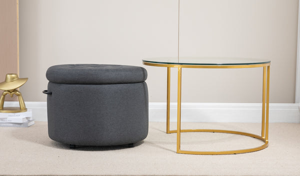 Mikaela Ottoman with Gold Coffee Table