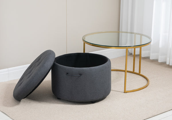 Mikaela Ottoman with Gold Coffee Table