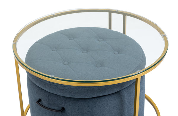 Mikaela Ottoman with Gold Coffee Table