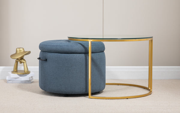 Mikaela Ottoman with Gold Coffee Table