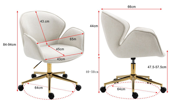 Power Office Chair in Gold Legs