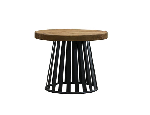 Industrie Small Round Coffee Table Wood Top